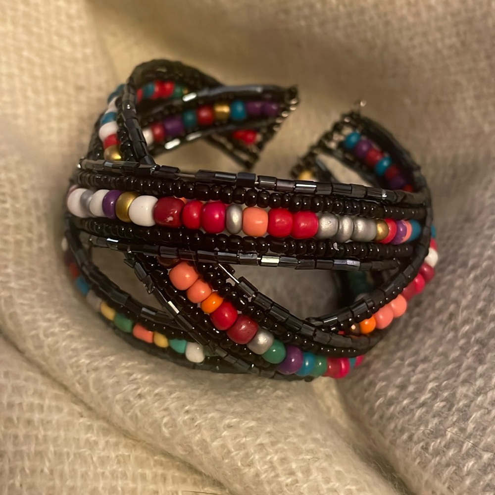 Multi Color Beaded Memorywire Bracelet - image 1